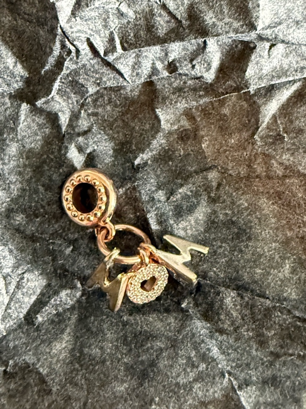 Pandora Rose Gold 'MOM' Letter Charm Dangle